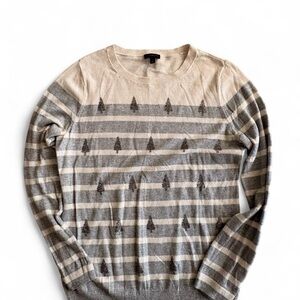 Talbots Cream and Gray sparkling Tree Sweater